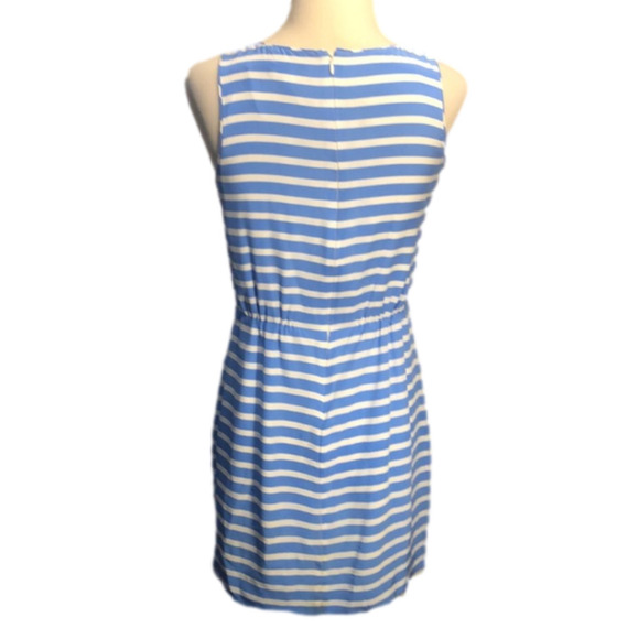 J. CREW Size 2 Blue and White Striped 100% Silk Sleeveless Dress - Picture 4 of 11
